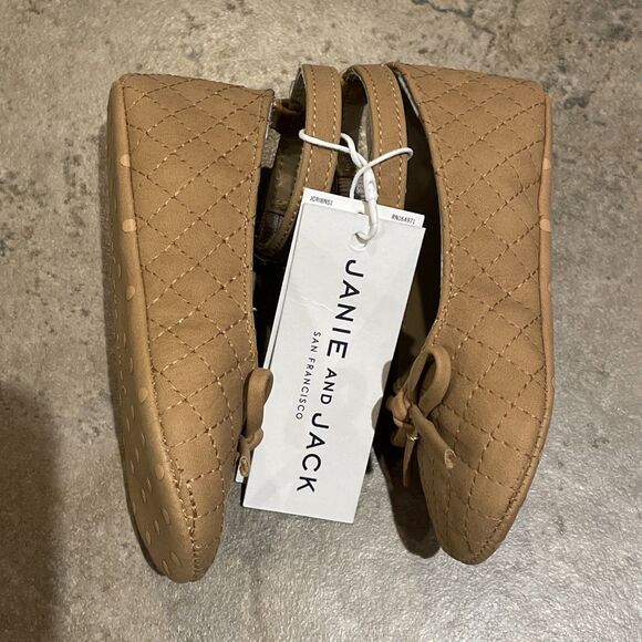 Janie And Jack Tan Faux Suede Quilted Ballet Flats Infant Size 18-24 Months - Picture 9 of 12